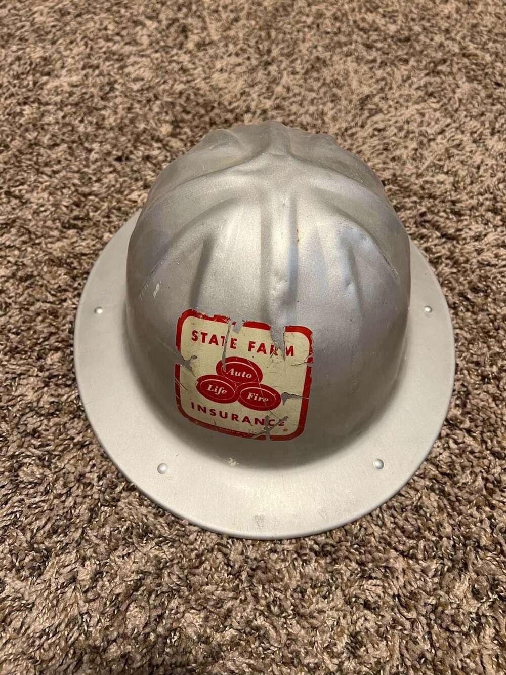 Vintage B.F. McDonald Co. Aluminum Hard Hat State Farm Insurance